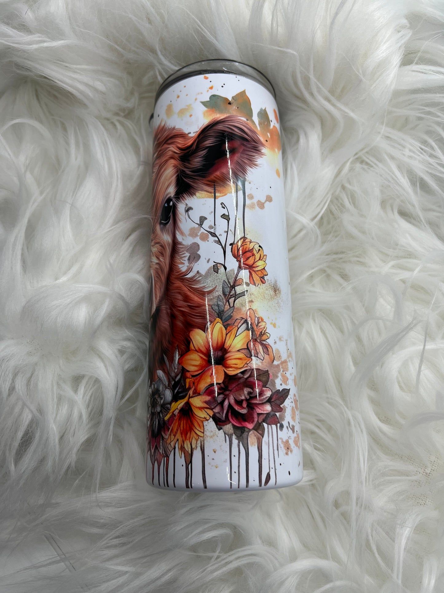 Highland Cow Watercolor Tumbler